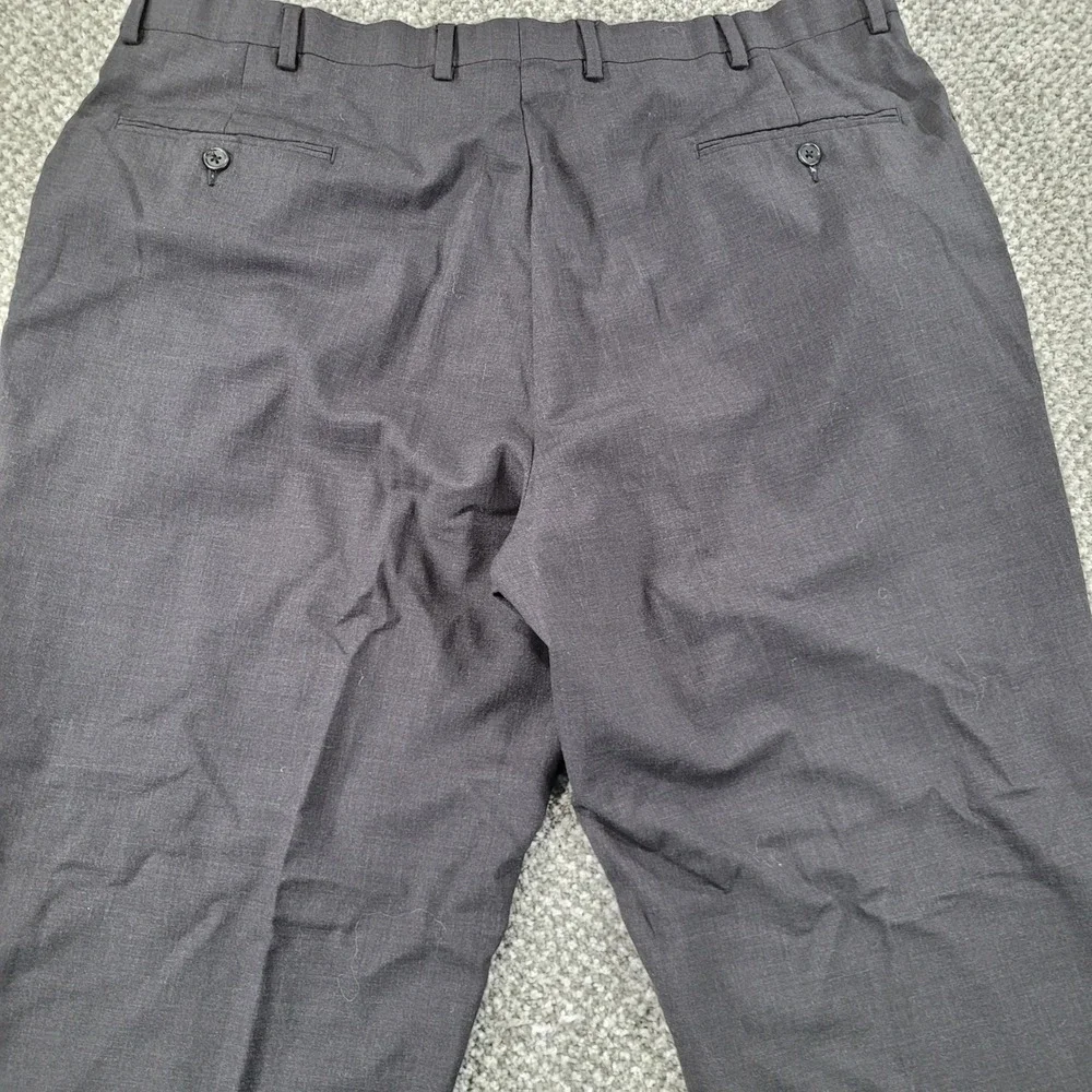 Hart Schaffner Marx Mens 42x29 Charcoal Gray 100% Wool Pleated Cuffed Dress Pant